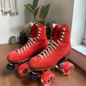 Moxi Lolly “Poppy” Red Suede Roller Skates